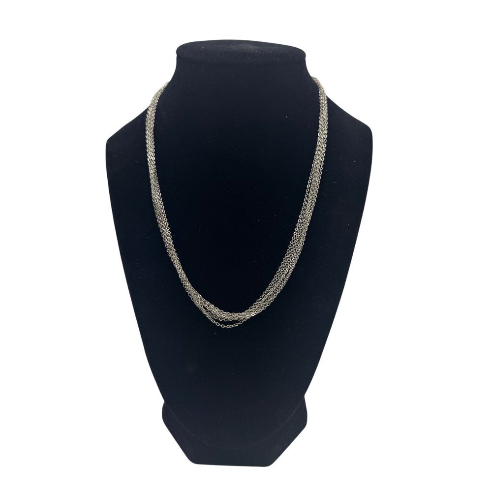 Silver-Tone Multi-Strand Chain Necklace With Adjustable Clasp